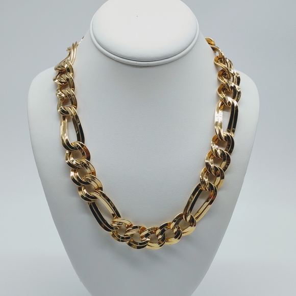 Vintage Monet Chunky Double Link Figaro Chain Statement Necklace - Picture 5 of 10